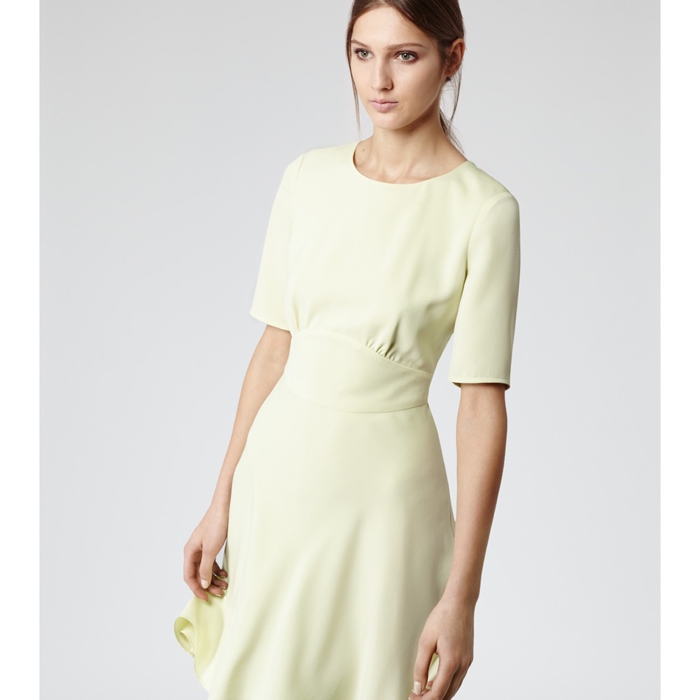 Reiss Lime Green Hedy Nipped Waist Mini Dress